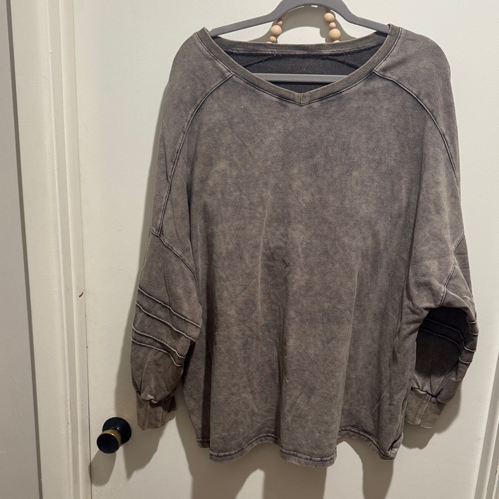 SHEIN Charcoal V-Neck Pullover